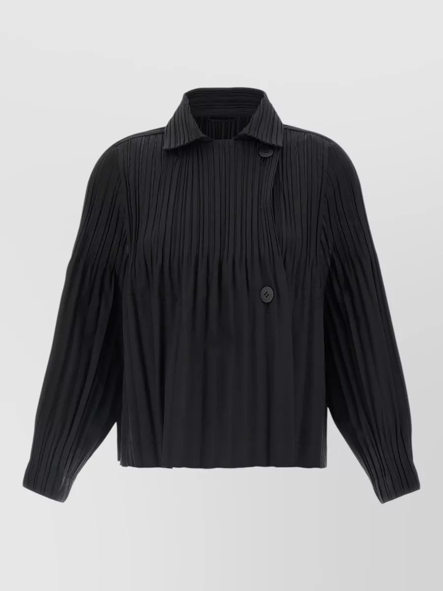 Pleats Please Issey Miyake Pleated Single-Breasted Coat