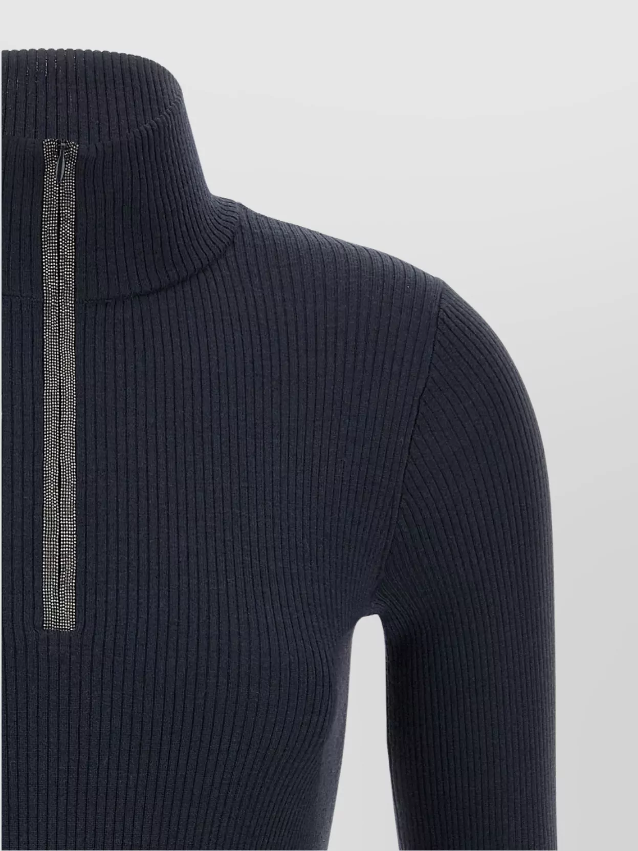Brunello Cucinelli Wolf Knitwear With Long Sleeves And High Neck In Blue