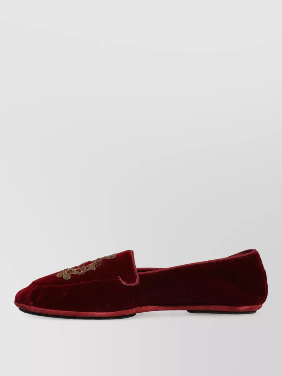Dolce&Gabbana Velvet Crown Embroidery Loafers