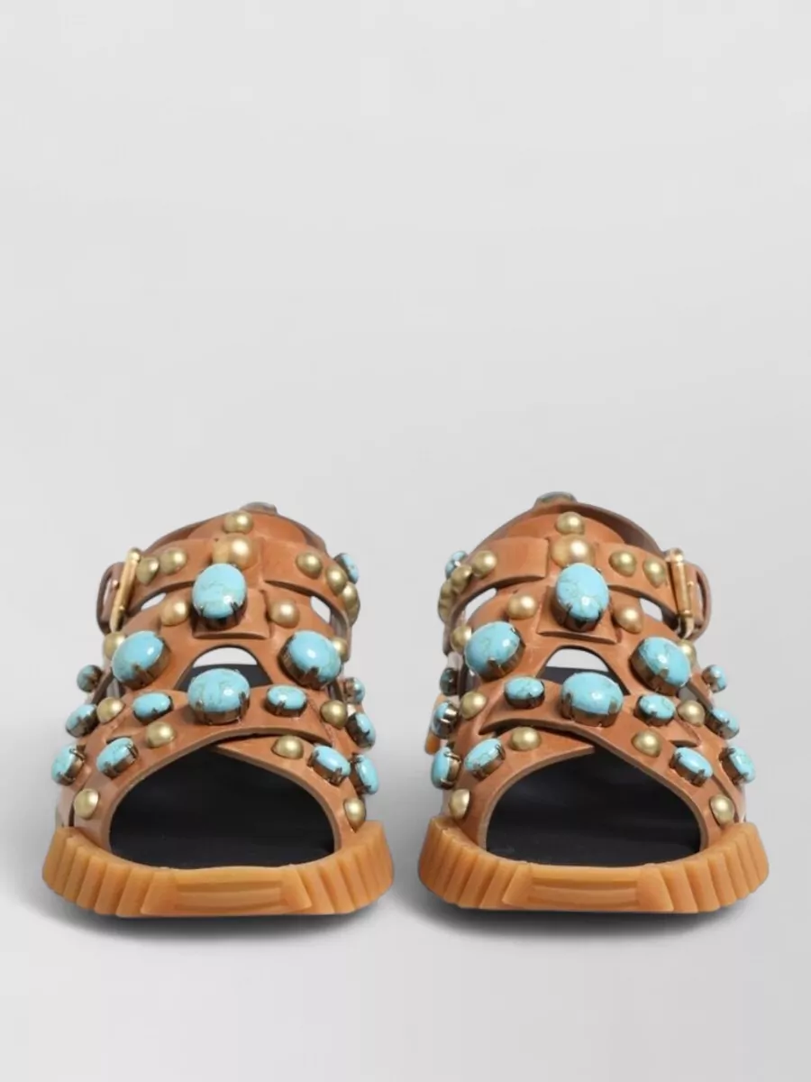 Dolce&Gabbana leather studded slides sandals