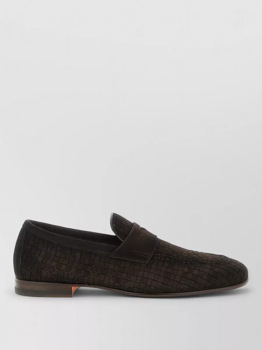 Santoni Suede Penny Loafers