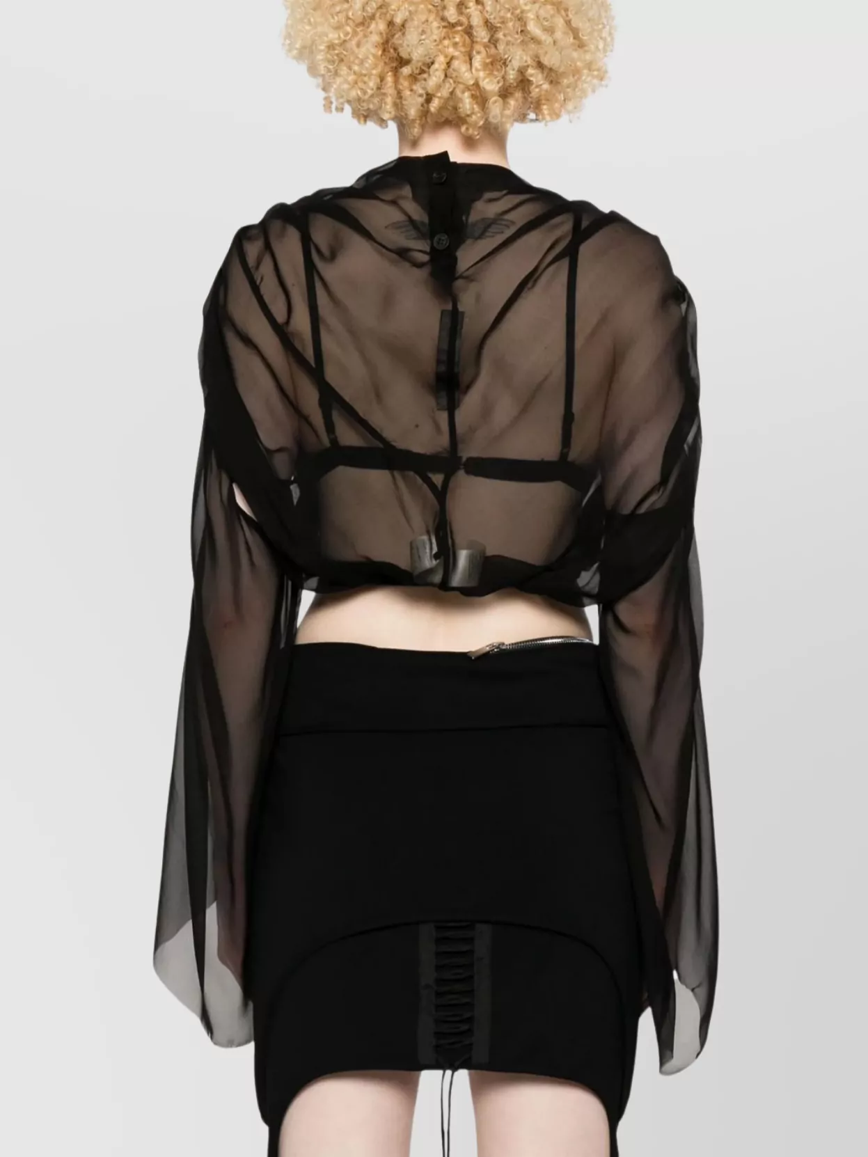 Rick Owens Draped Silk Top Long Sleeves