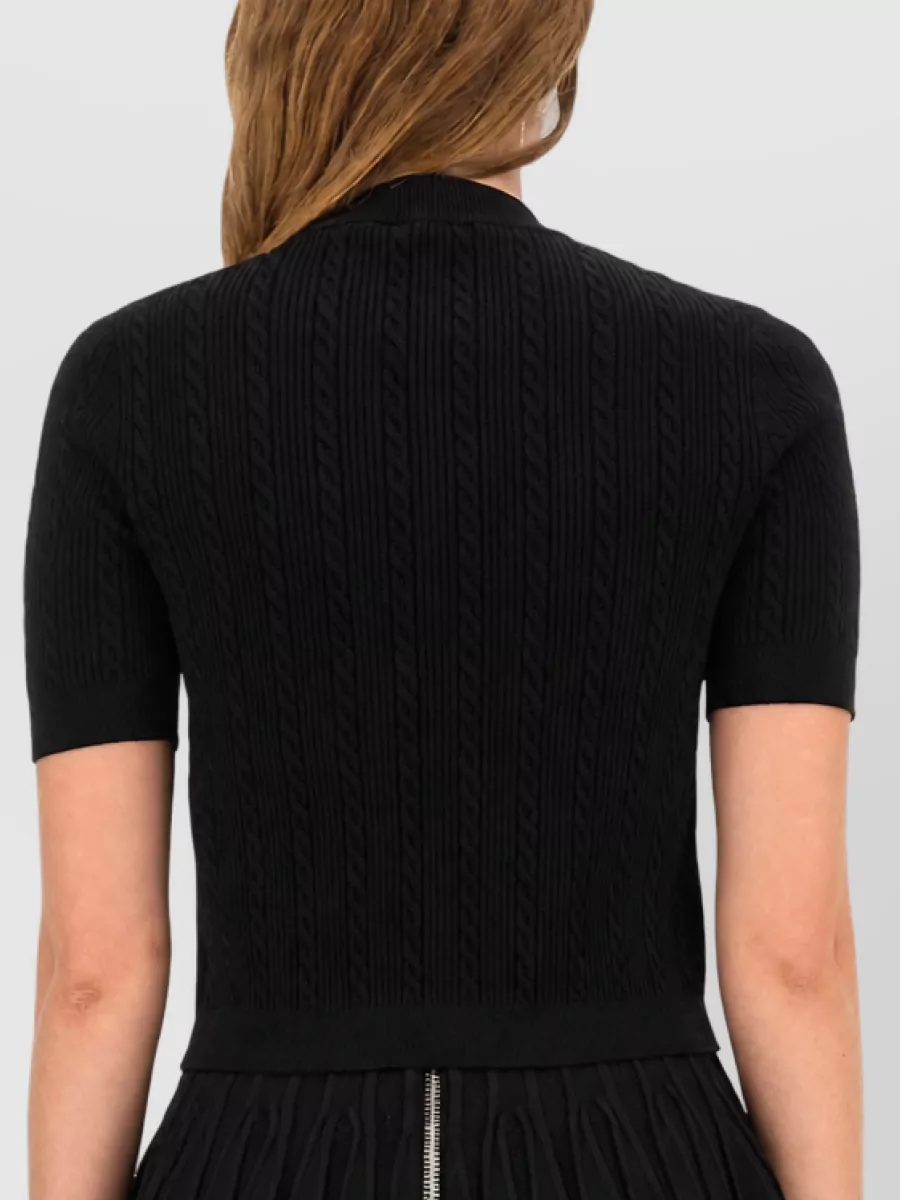 Balmain Knitted Cardigan Fitted Bodice Pleated Skirt