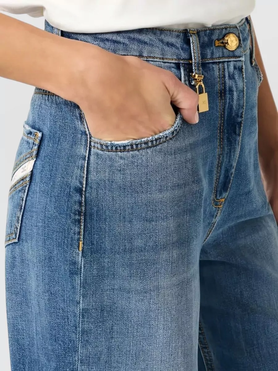 Elisabetta Franchi Balloon Jeans Jewelled Padlock Belt Loops