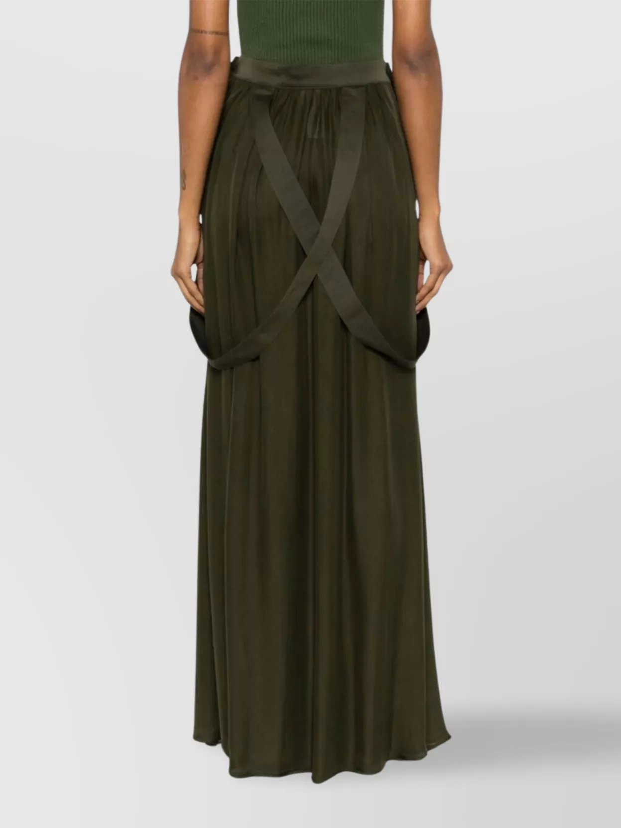 Max Mara Pleated Maxi Skirt Side Pockets In Green