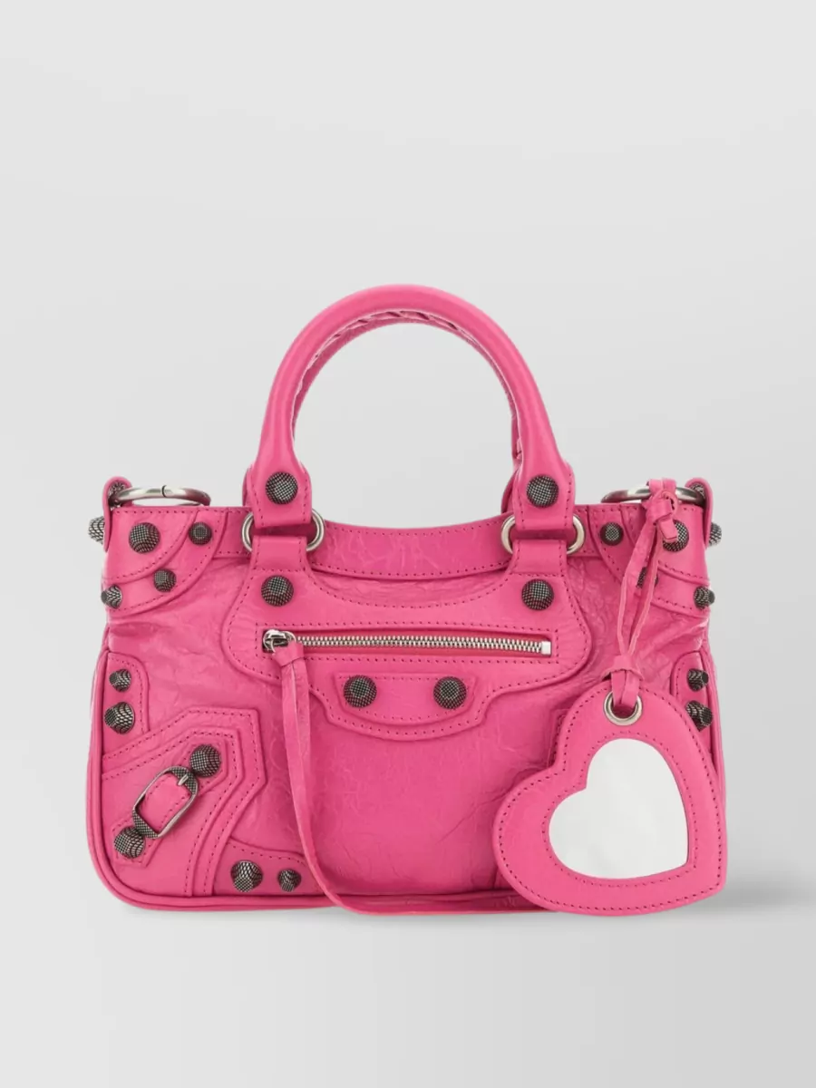Shop Balenciaga Neo Cagole Tote S Leather Handbag In Pink