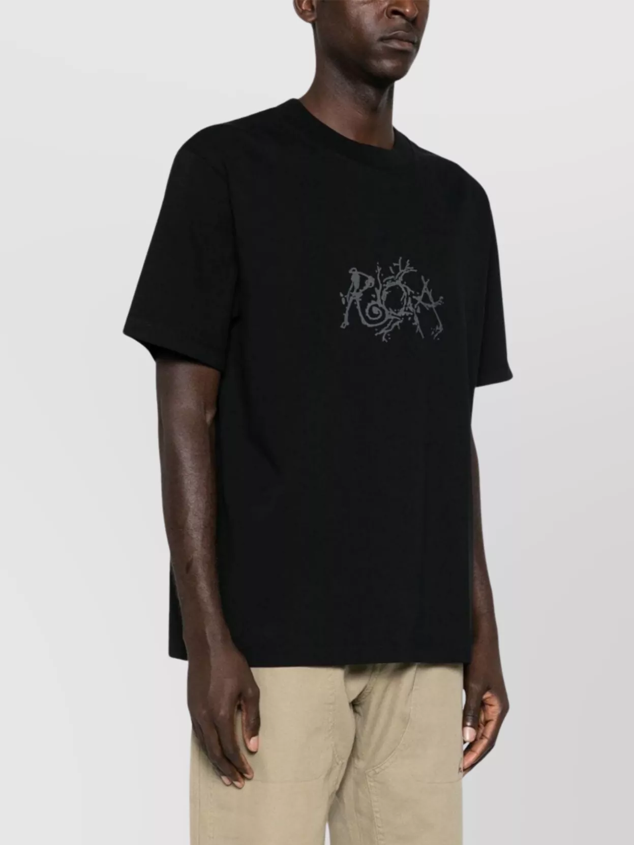 Roa Graphic Print Boxy Crew Neck T-shirt In Black