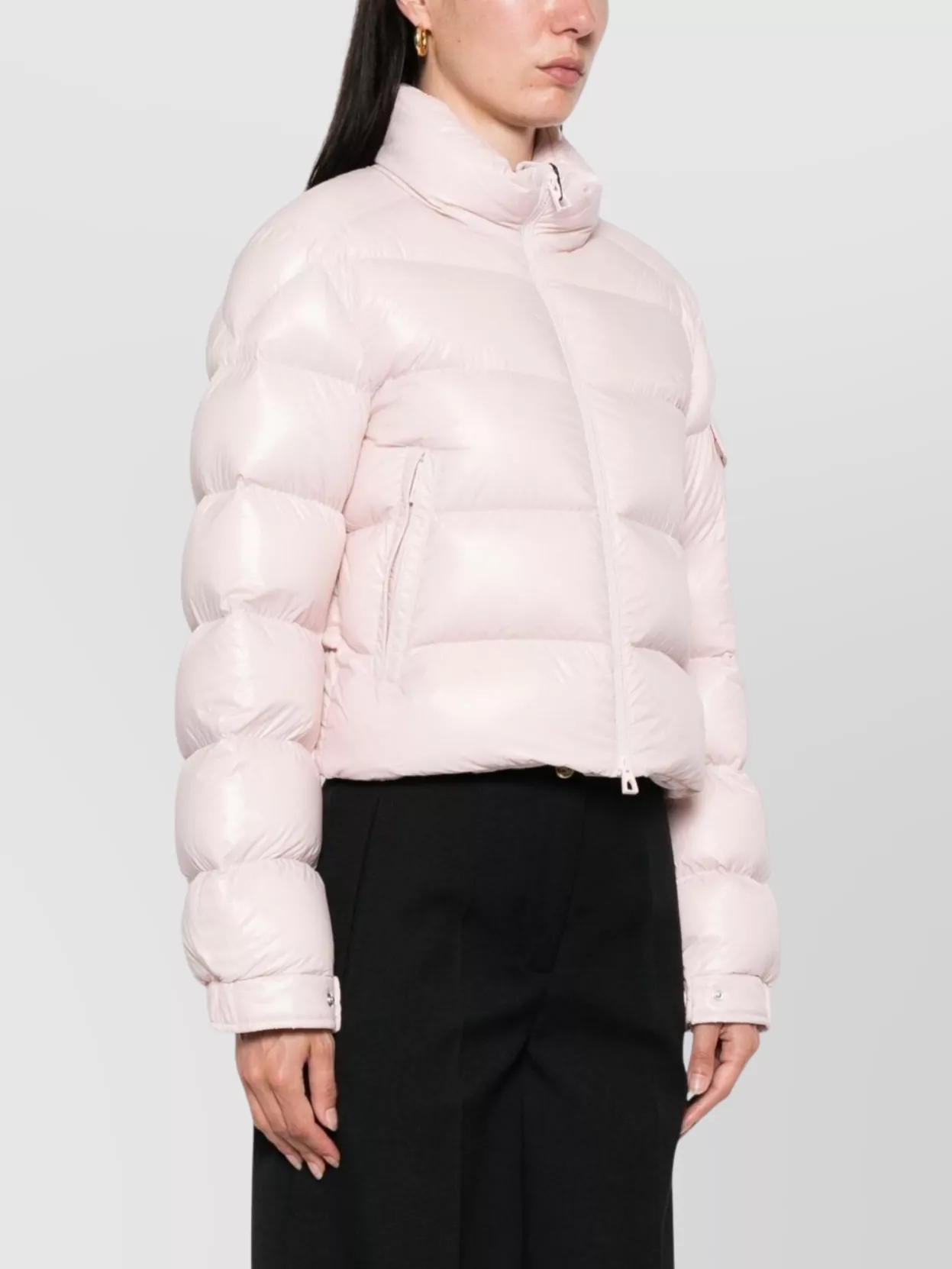 Moncler Quilted High Collar Jacket With Side Pockets