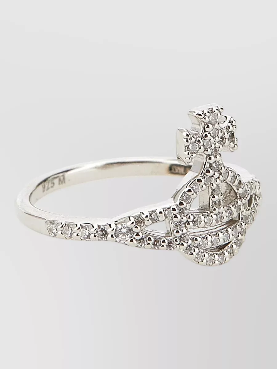 Vivienne Westwood silver crystal-embellished orb ring