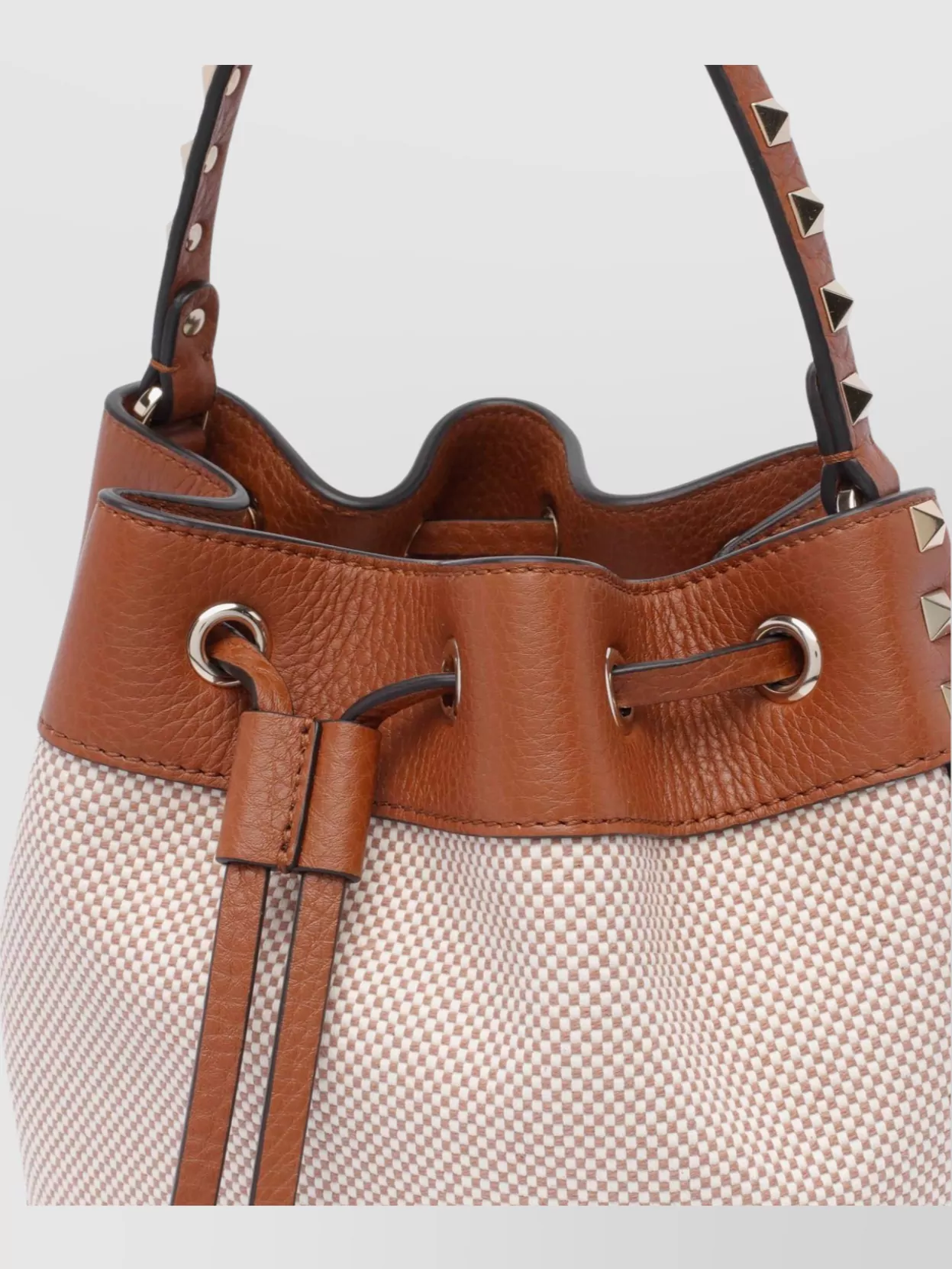 Valentino Studded Bucket Bag With Top Handle And Adjustable Strap