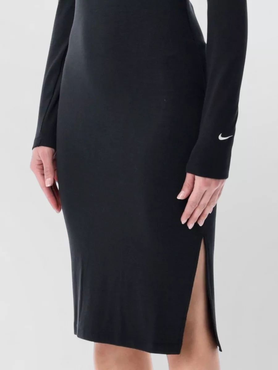 Nike Ribbed Midi Dress Long Sleeves Slit