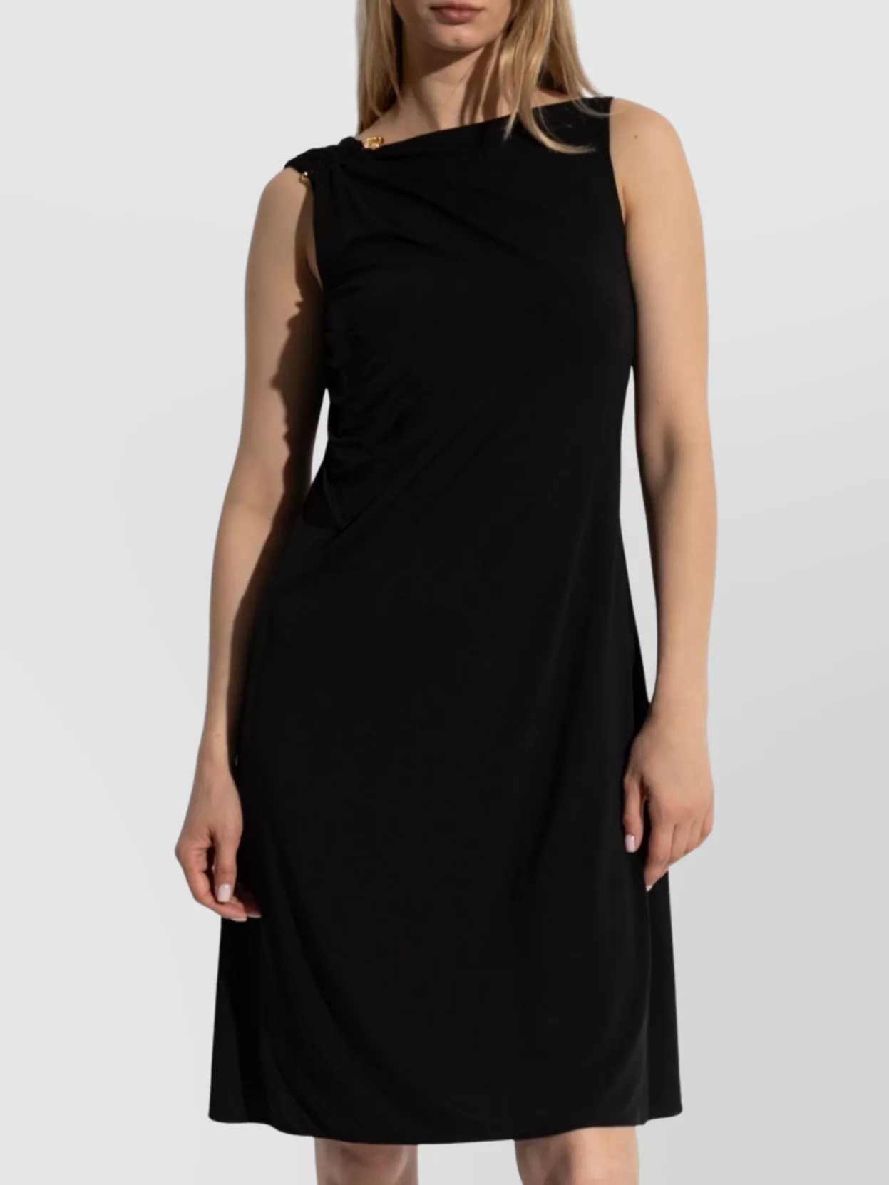 Versace Draped One Shoulder Knee Length Dress