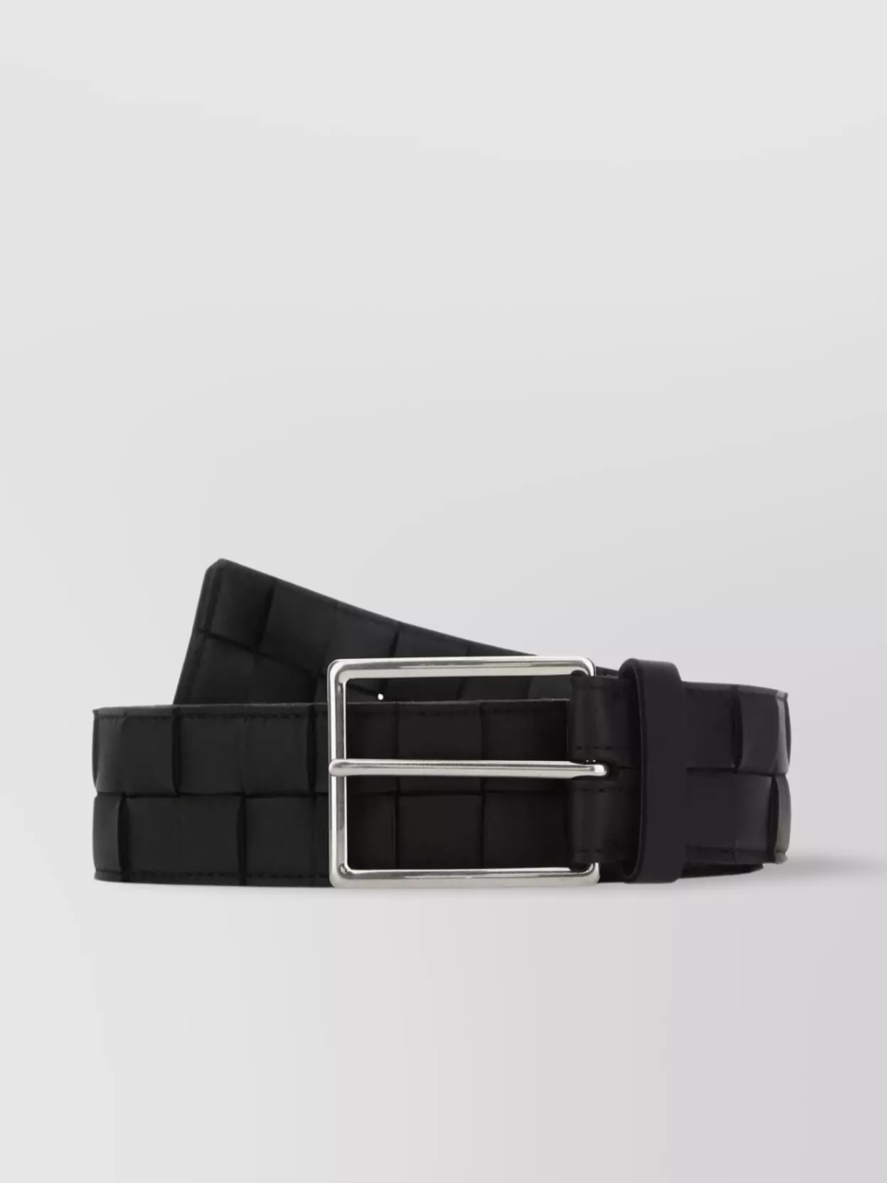 Shop Bottega Veneta Leather Belt With Adjustable Fit And Textured Strap