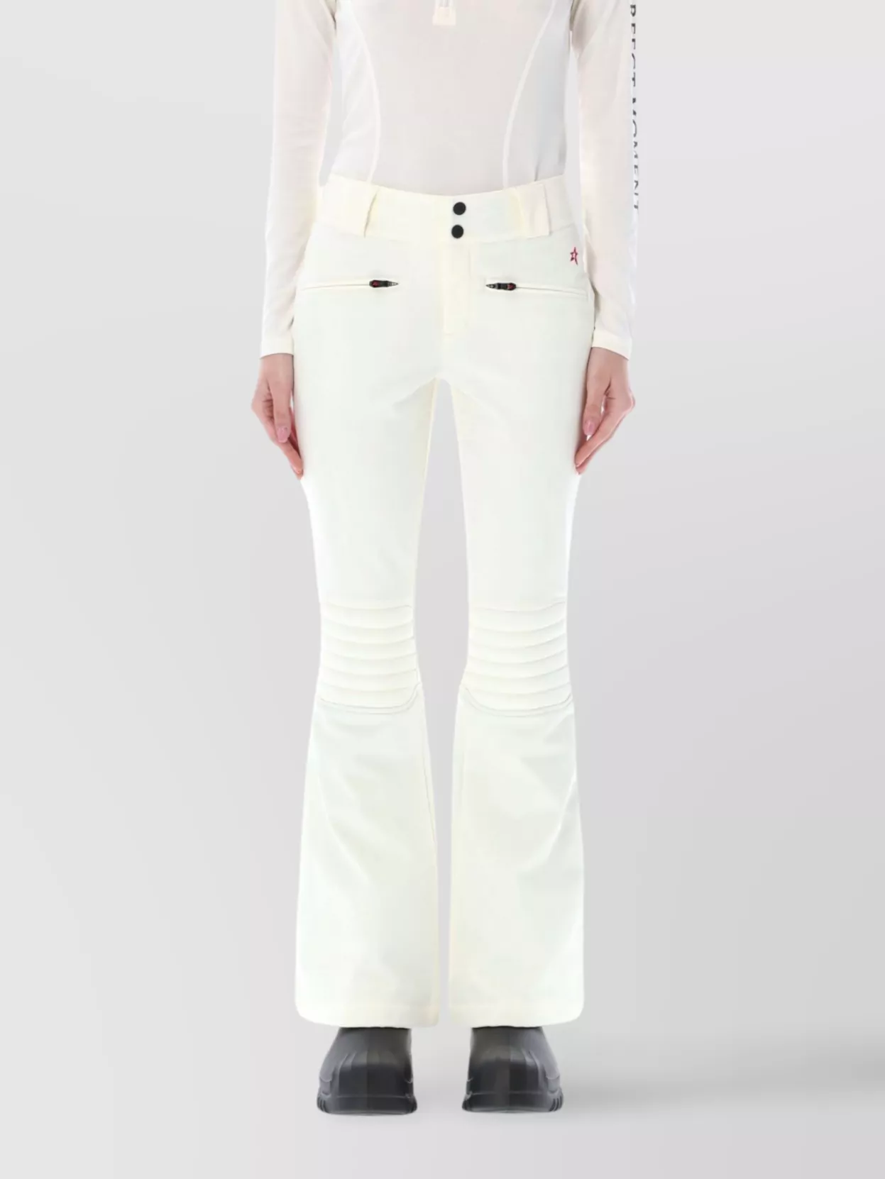 Perfect Moment Flare Pants Zippered Bottom In White