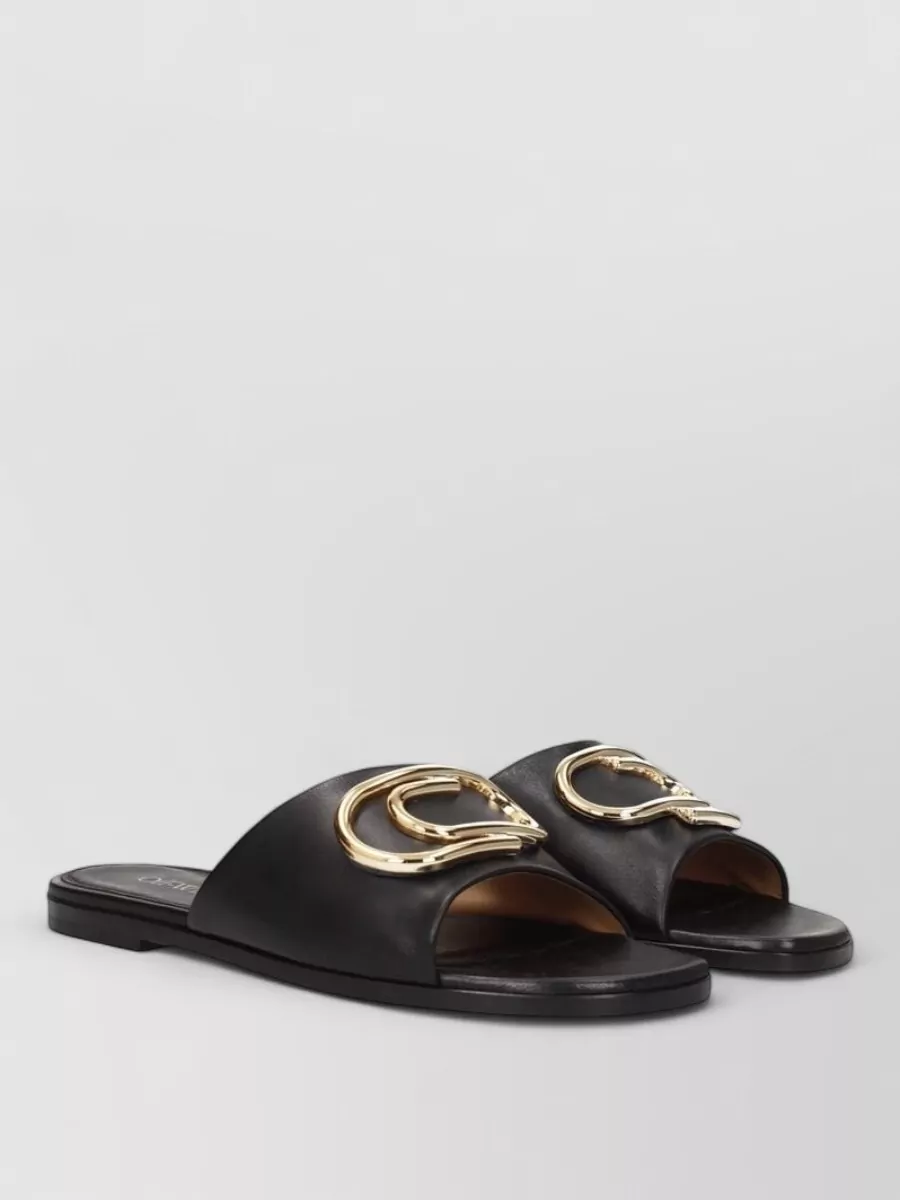 Off-White Leather Slide Sandals
