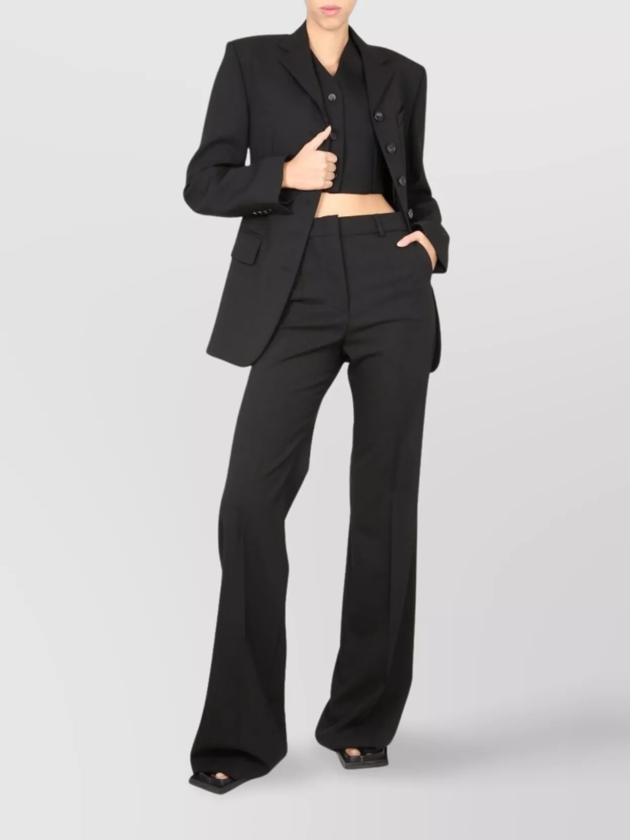 Max Mara Tailored Jacket With Flap And Chest Pockets In Gray