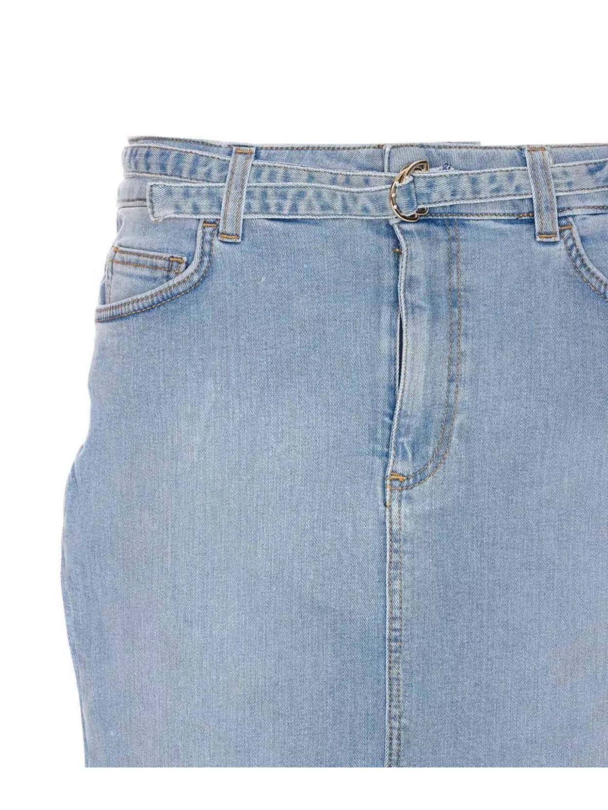 Liu Jo Denim Skirt With Belt And Split Detail