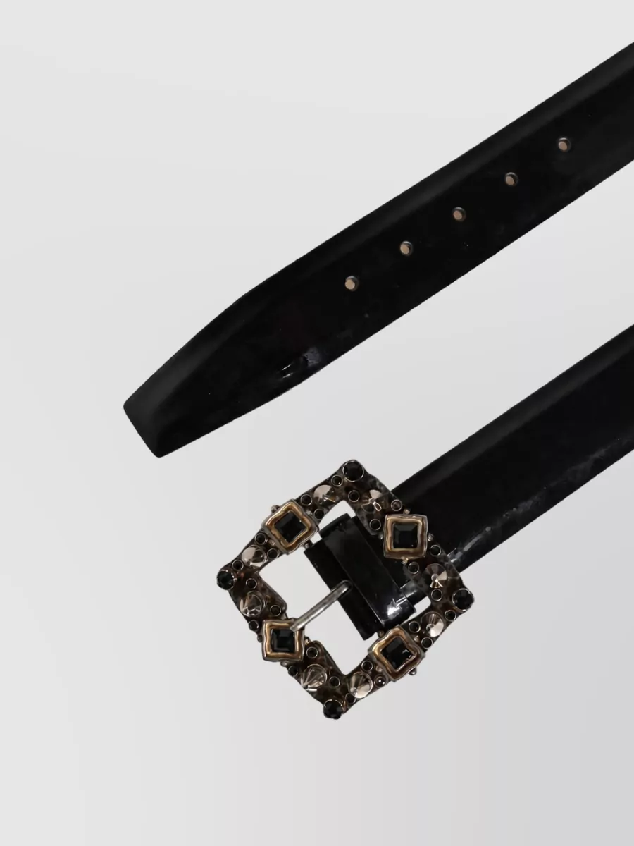 Dolce&Gabbana Leather Crystal Buckle Belt