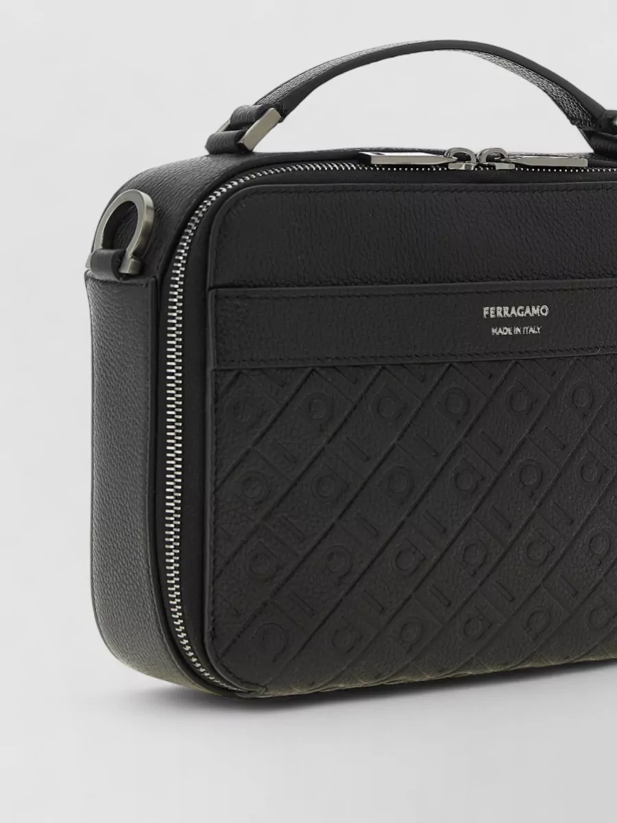 Ferragamo Leather Embossed Crossbody Shoulder Bag