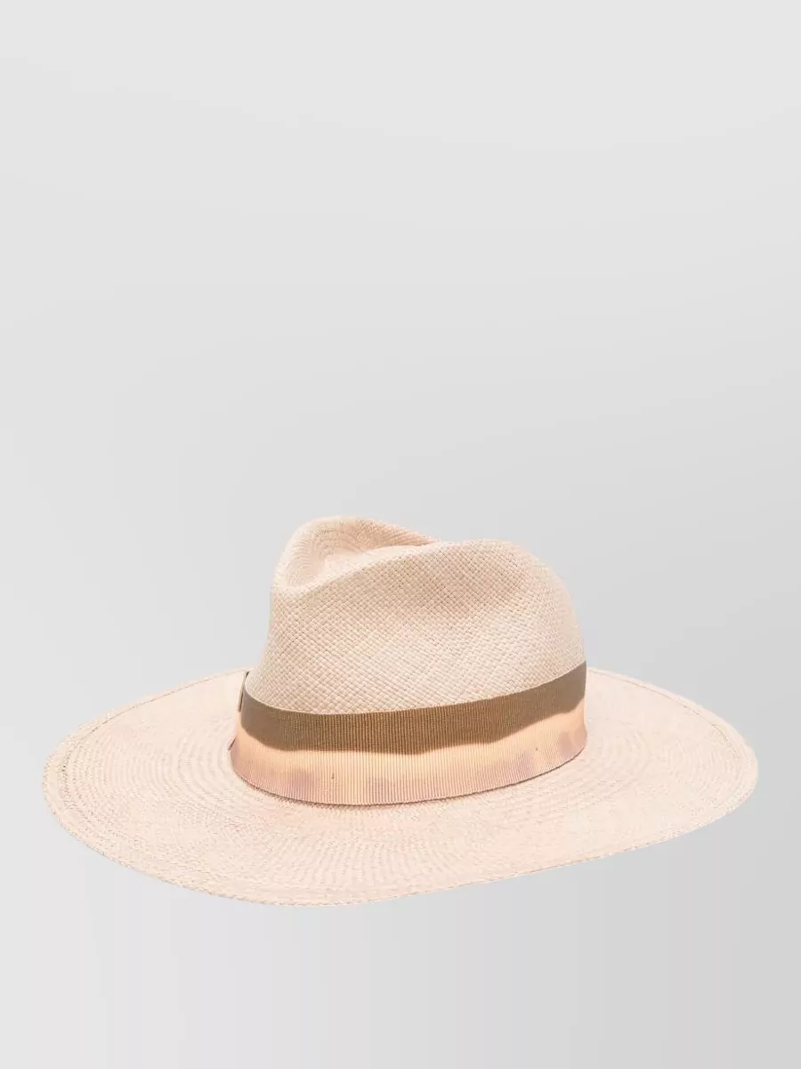 Borsalino Straw Wide Brim Fedora Hat