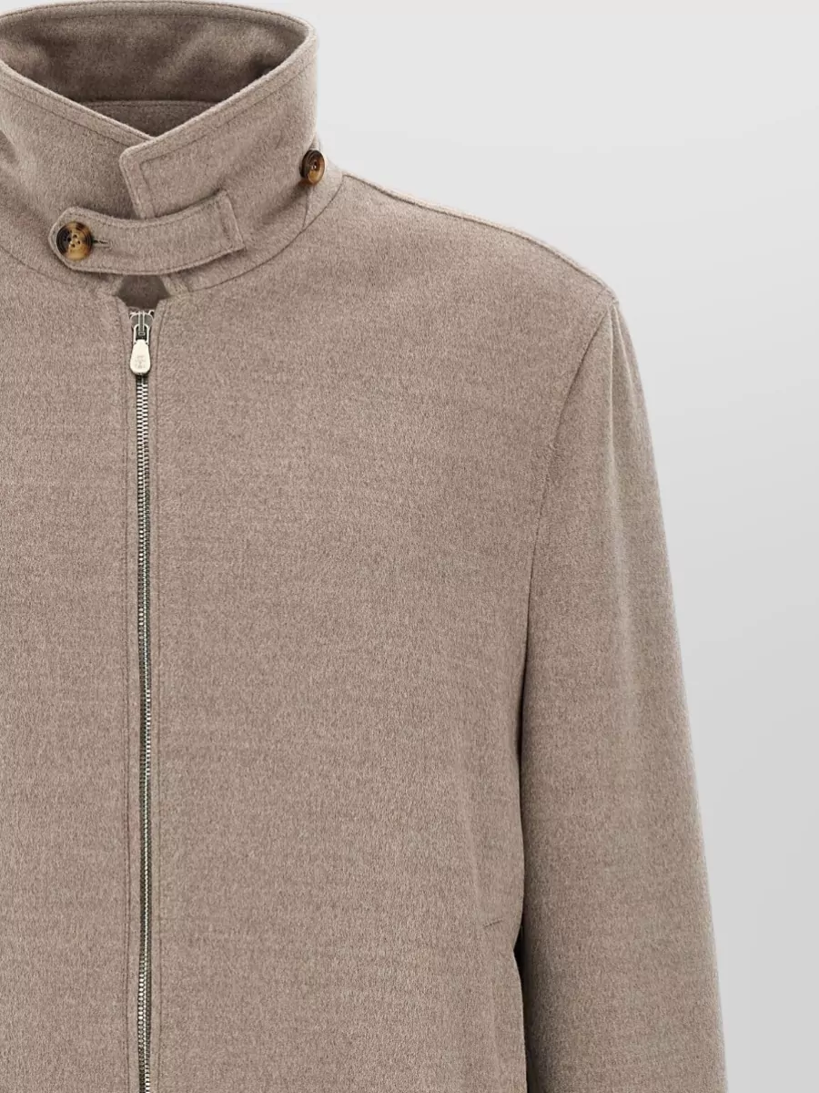 Brunello Cucinelli Virgin Wool Single Breasted Bomber Jacket