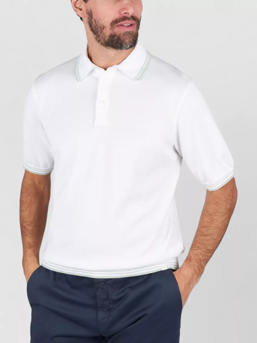 Paul & Shark Polo Collar T Shirt Ribbed Cuffs Hem