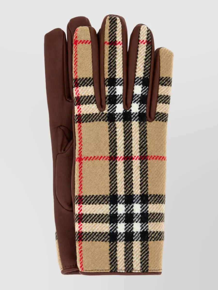 Burberry Wool check gloves leather trim design