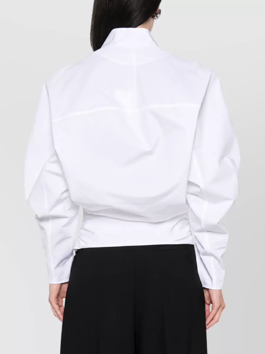 Jacquemus Cotton V-Neck Ruffled Wrap Blouse