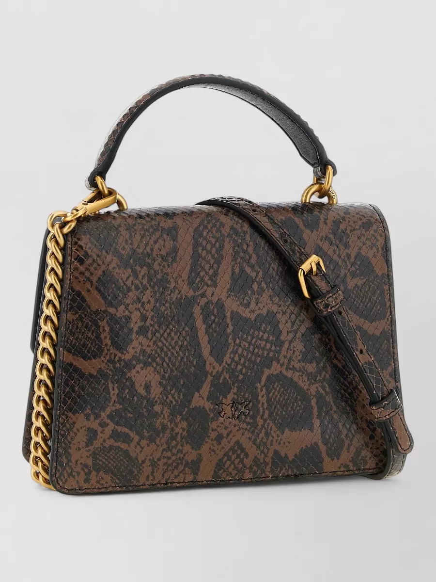 Pinko love bag one mini leather python print shoulder bag