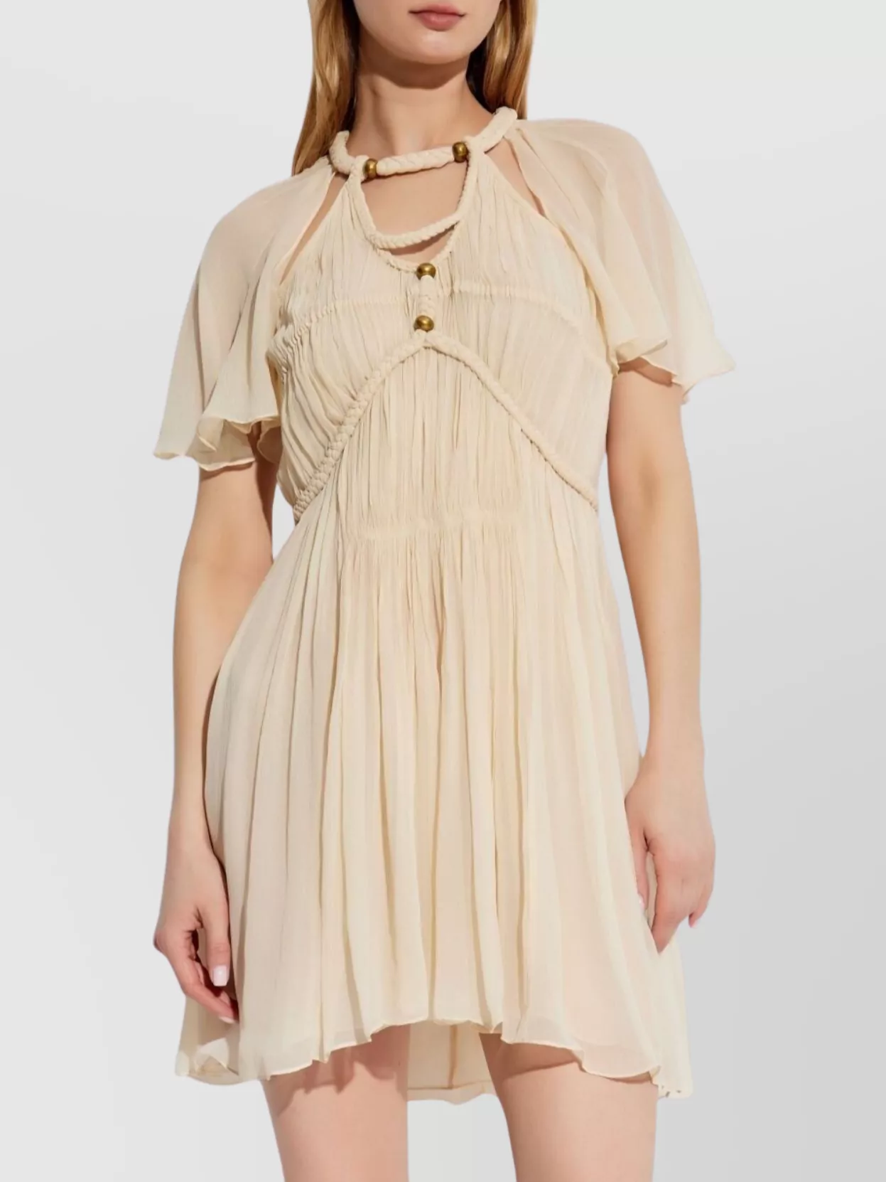 Isabel Marant Knee Length Dress Featuring Braided Detailing In White
