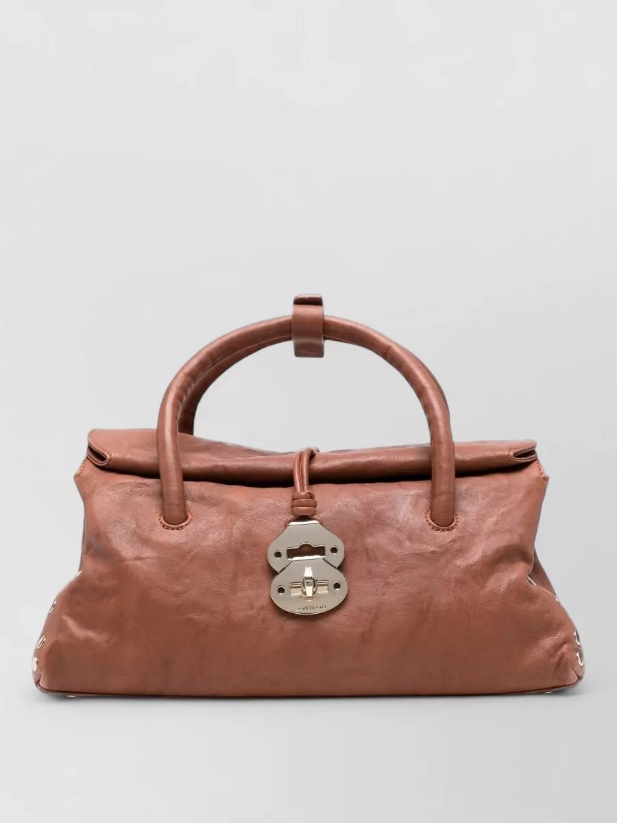 Zanellato lamb leather studded shoulder bag