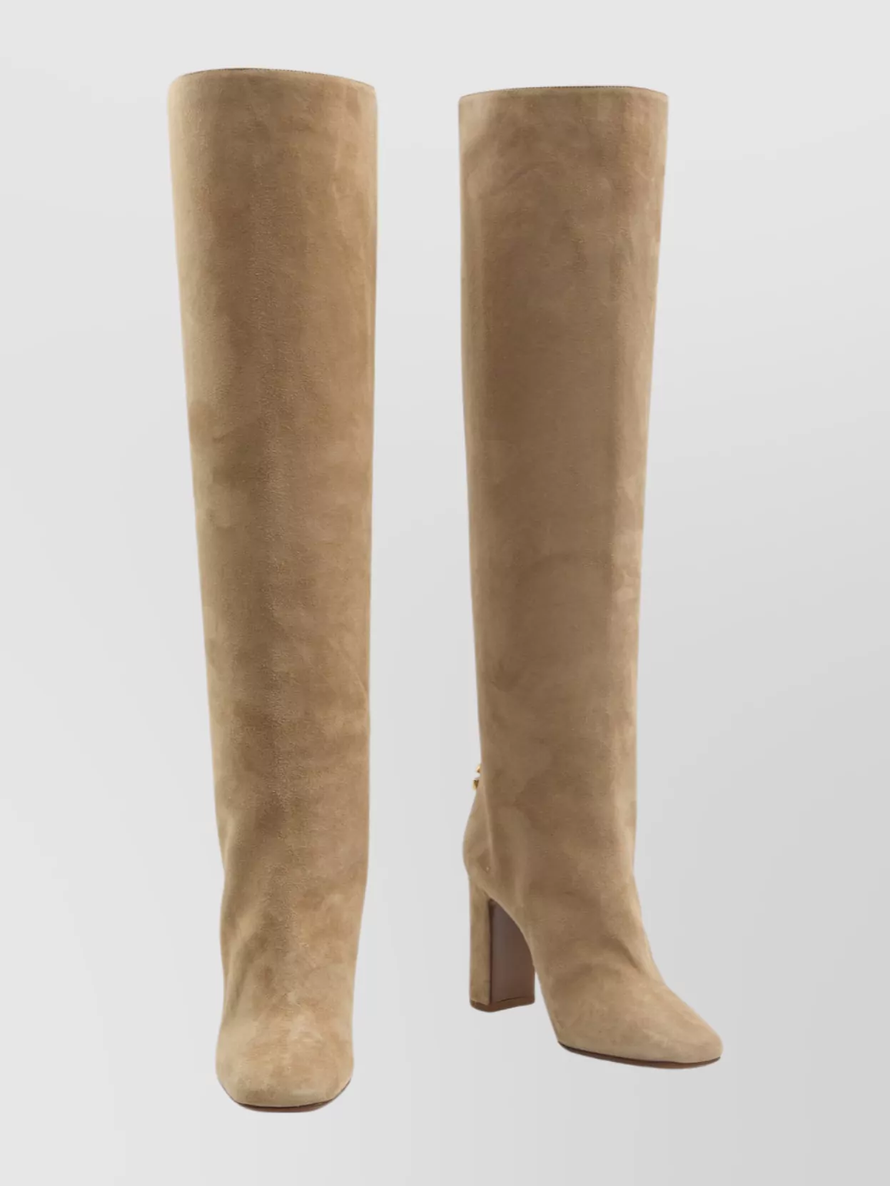 Dolce & Gabbana Suede Knee-high Boots Chunky Heel In Brown