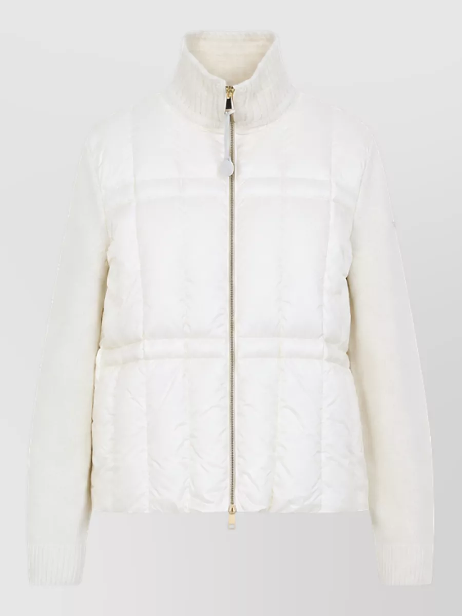 Moncler Wool Cashmere Quilted Zip Up Cardigan Jacket