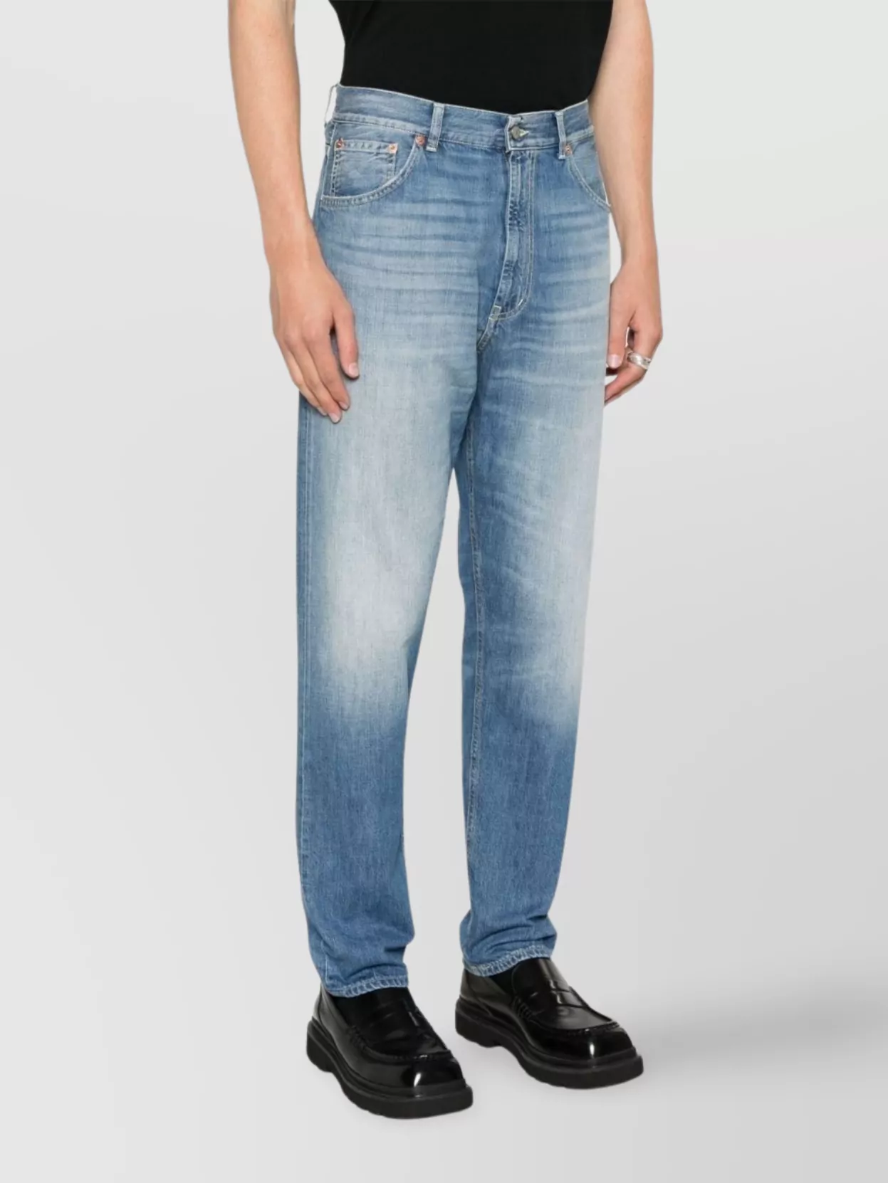Dondup Paco Faded Denim Trousers With Contrast Stitching