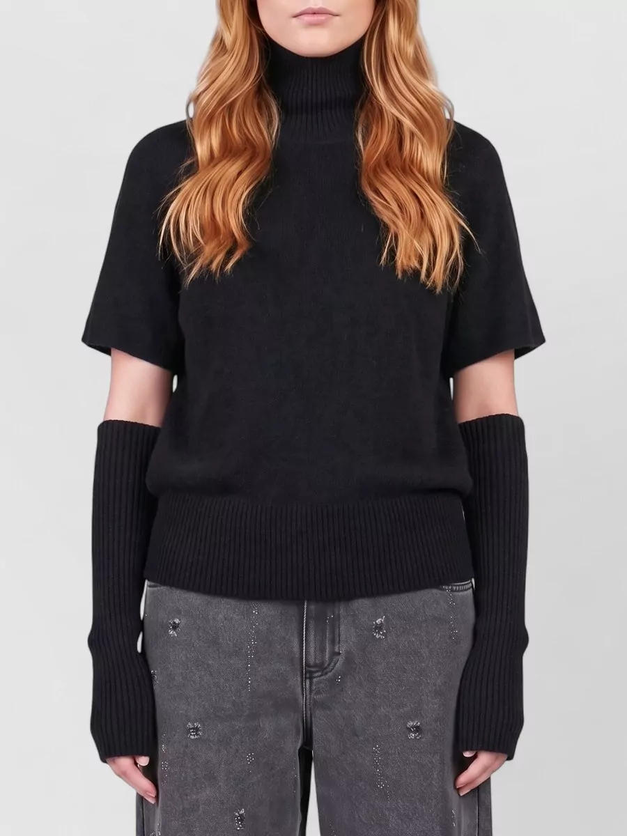 Federica Tosi cashmere wool ribbed high-neck short-sleeve sweater