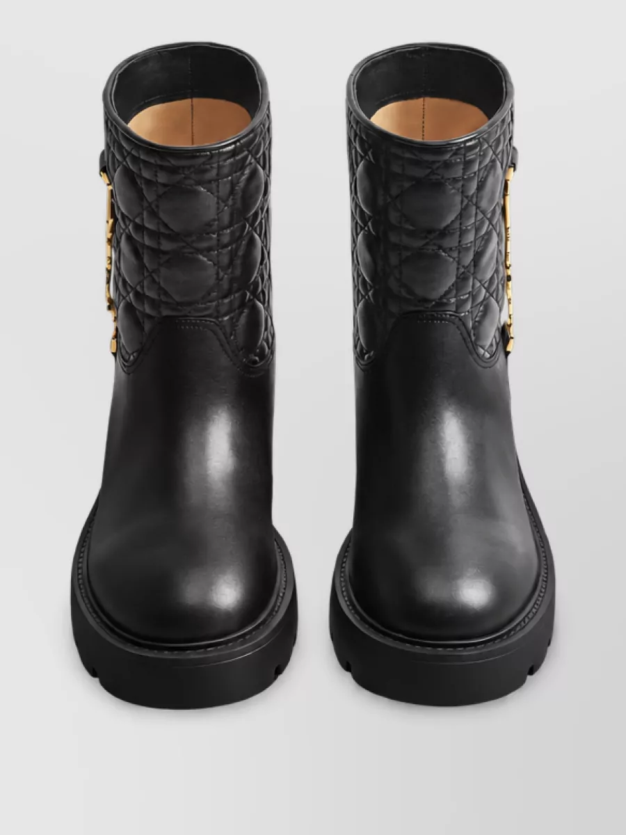 Christian Dior leather quilted ankle boots