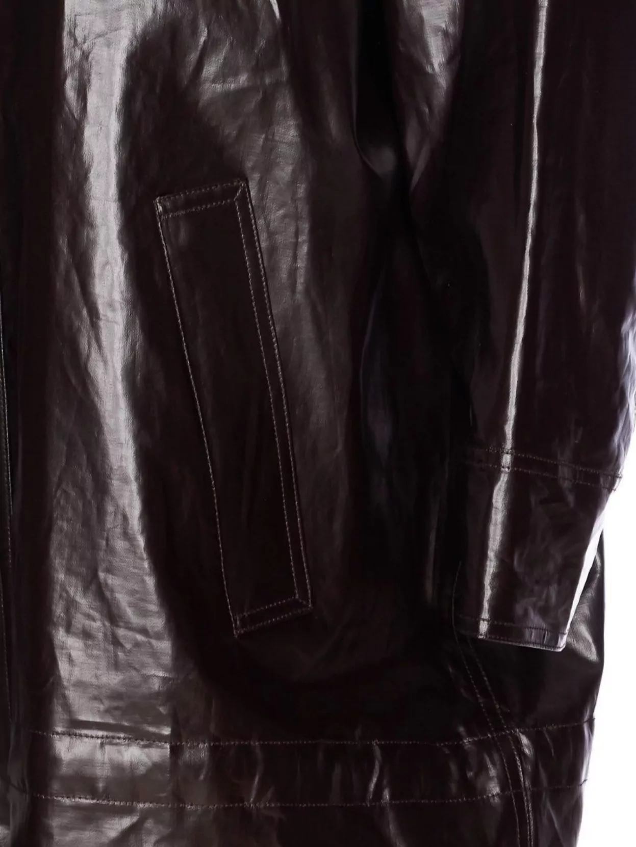Mm6 Maison Margiela Long Length Shiny Finish Jacket In Brown