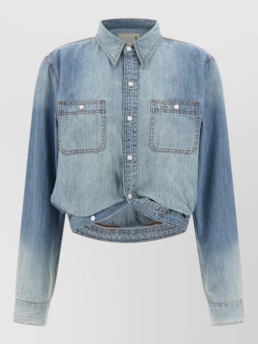 R13 Asymmetric Denim Wrap Shirt