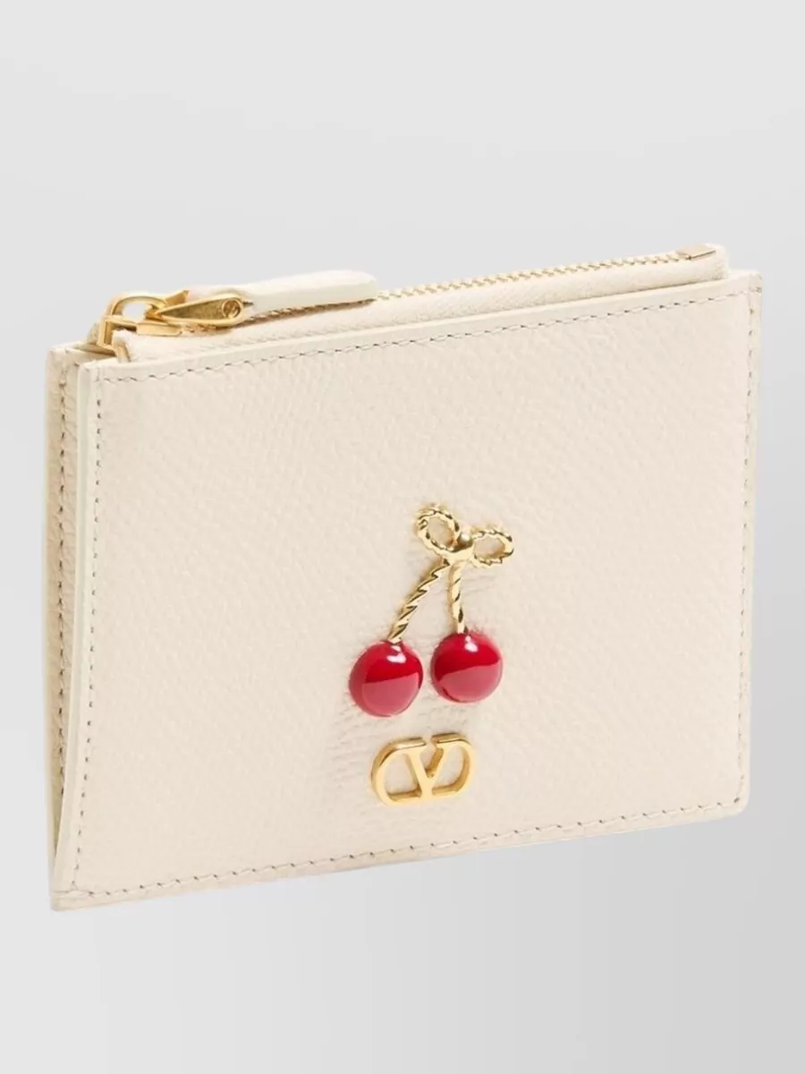 Valentino Garavani Cherry Embellished Wallet Gold-Tone Hardware
