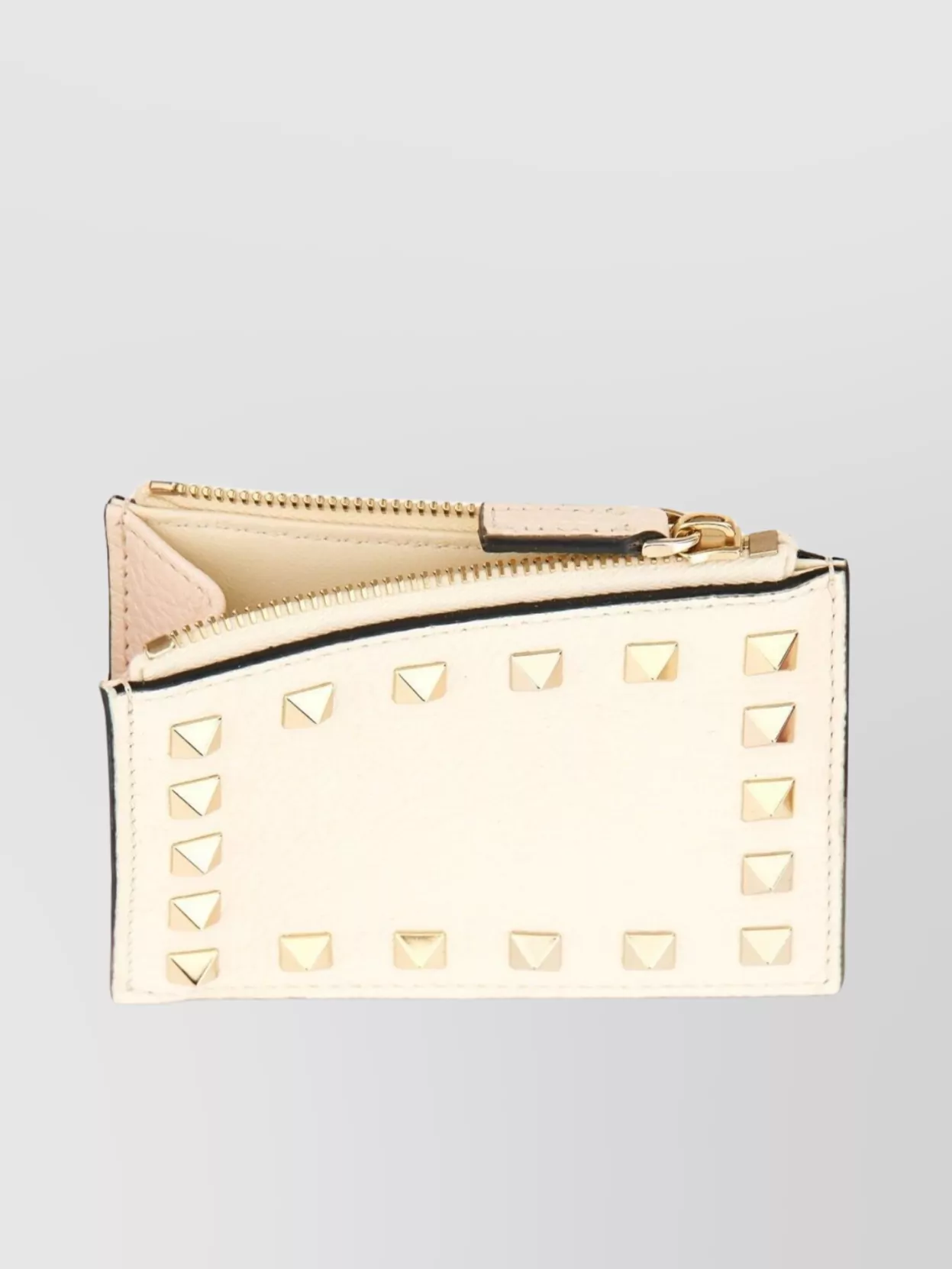 Valentino Rockstud Studded Design Wallet In Neutral