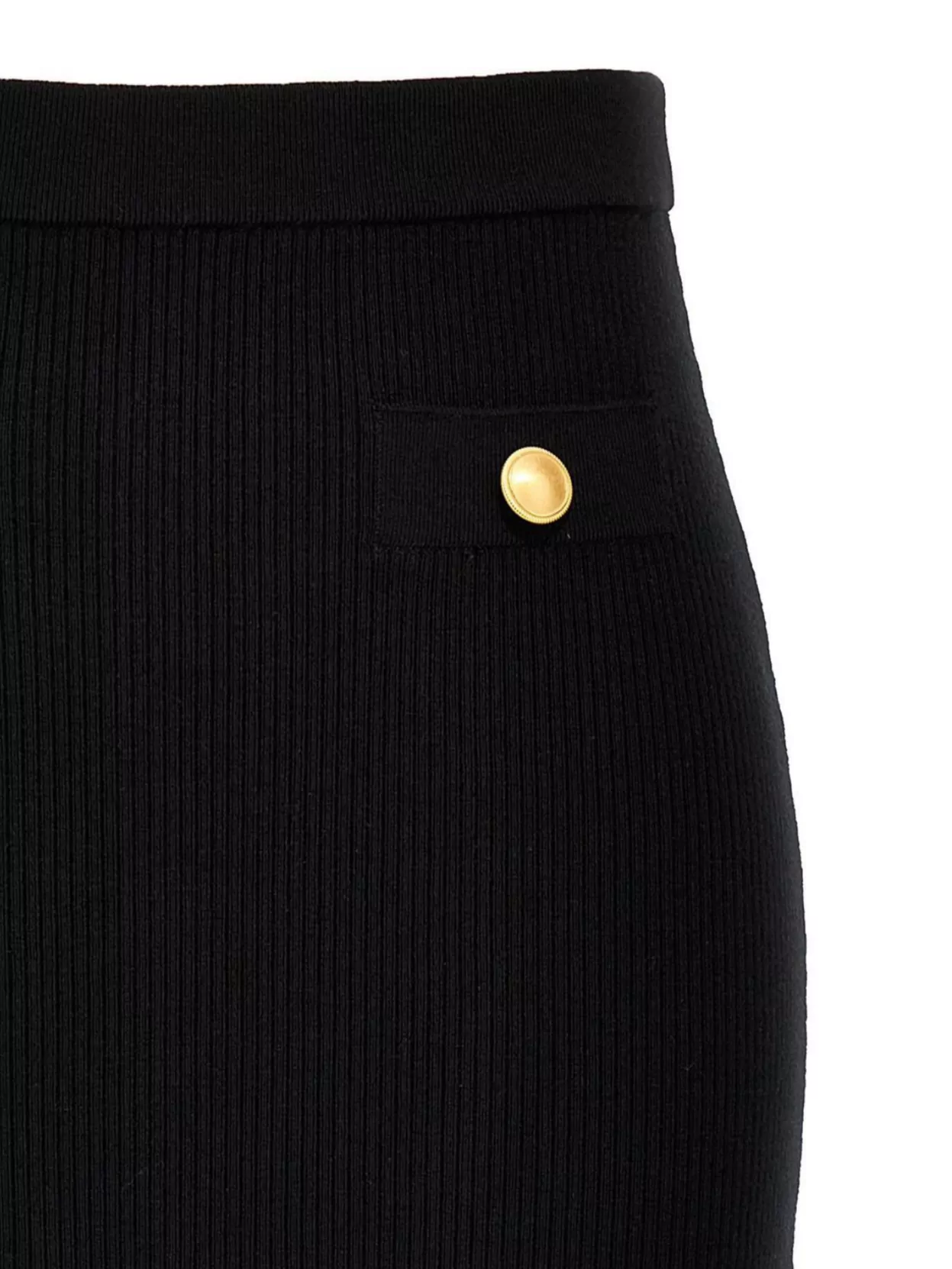 Alessandra Rich Ribbed Texture Midi Skirt With Front Slit