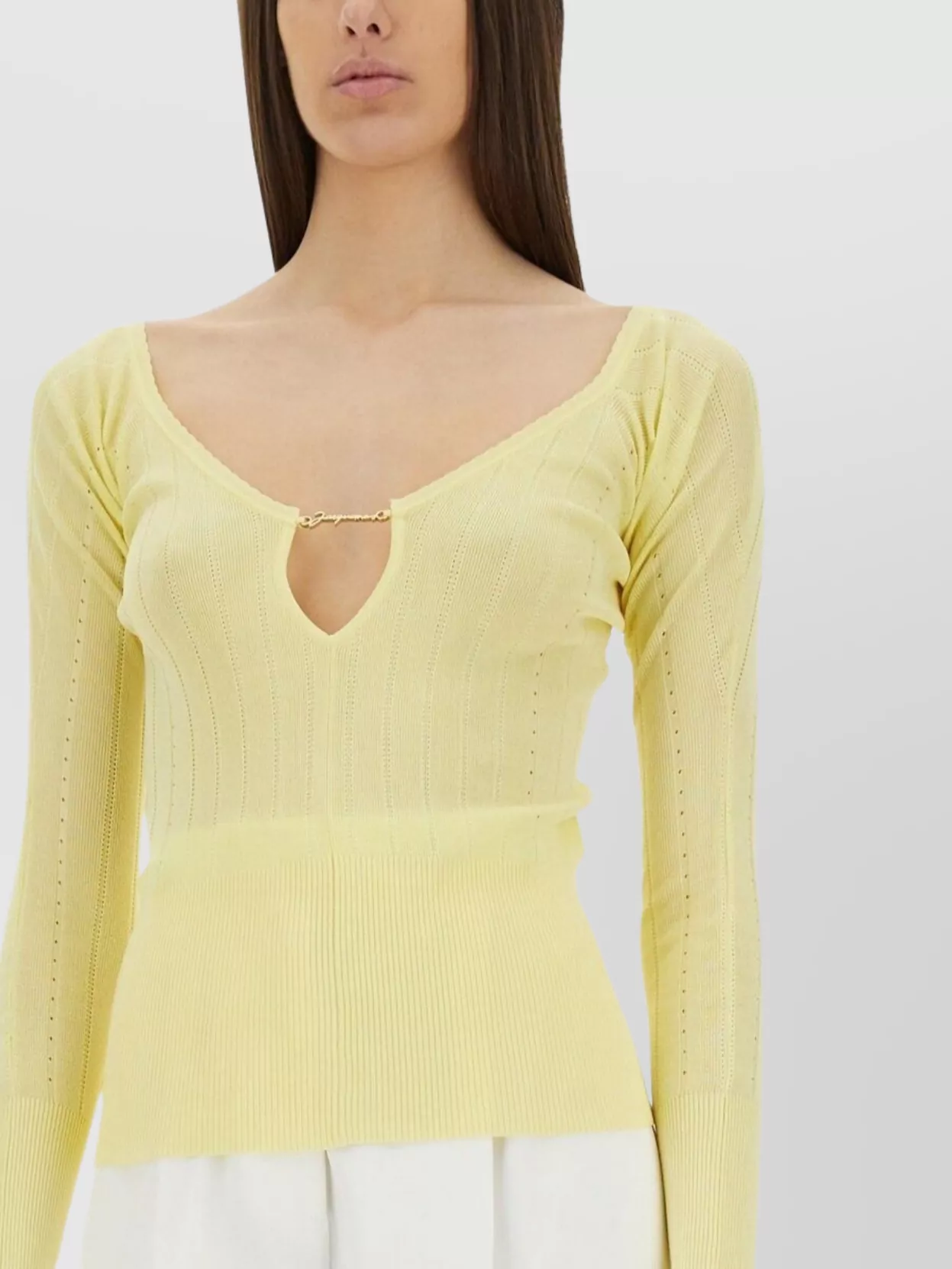 Jacquemus Slim Fit V-Neckline Long Sleeves Ribbed Hem