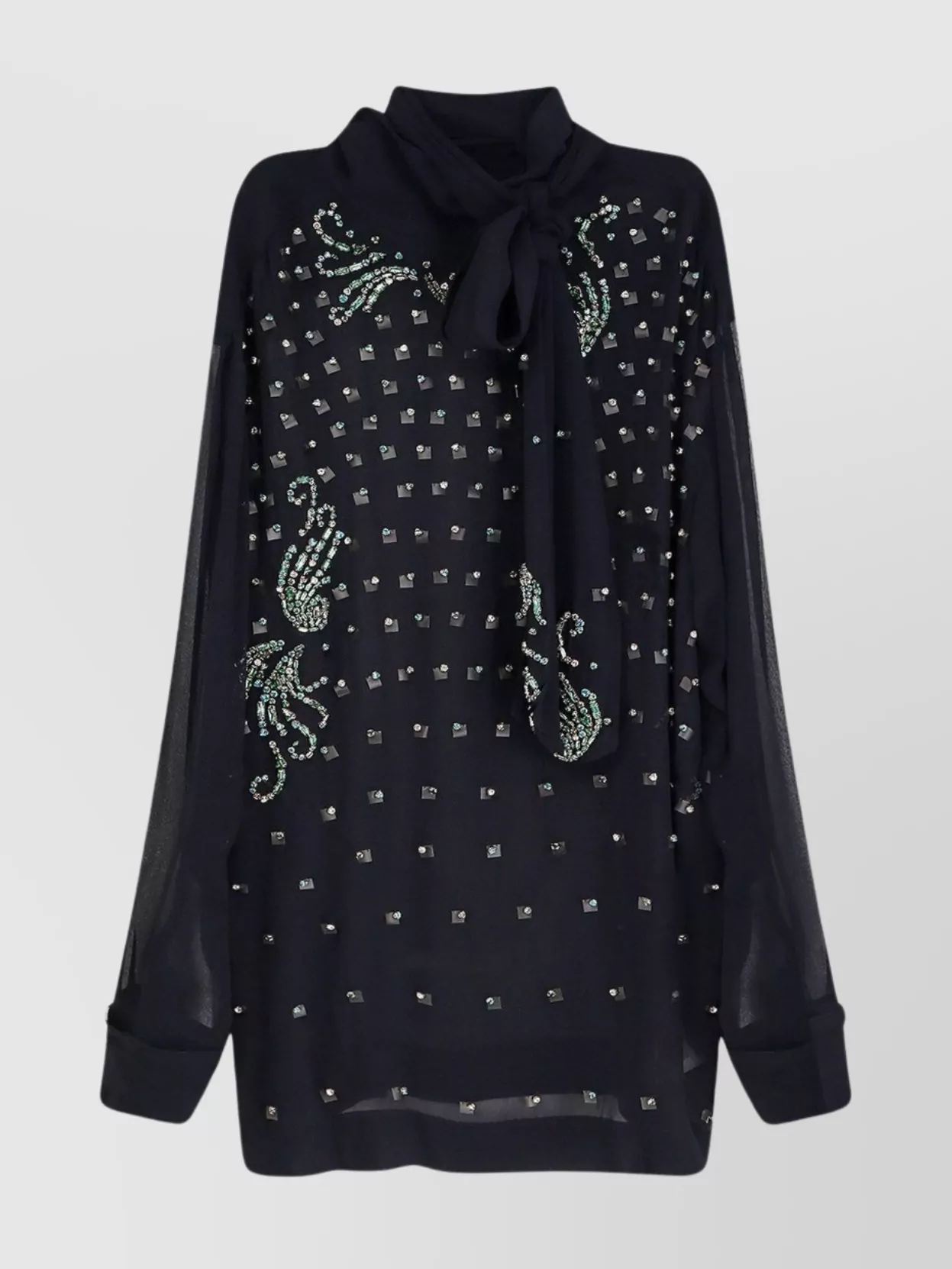 Dries Van Noten Rhinestone Embellished High Collar Shirt
