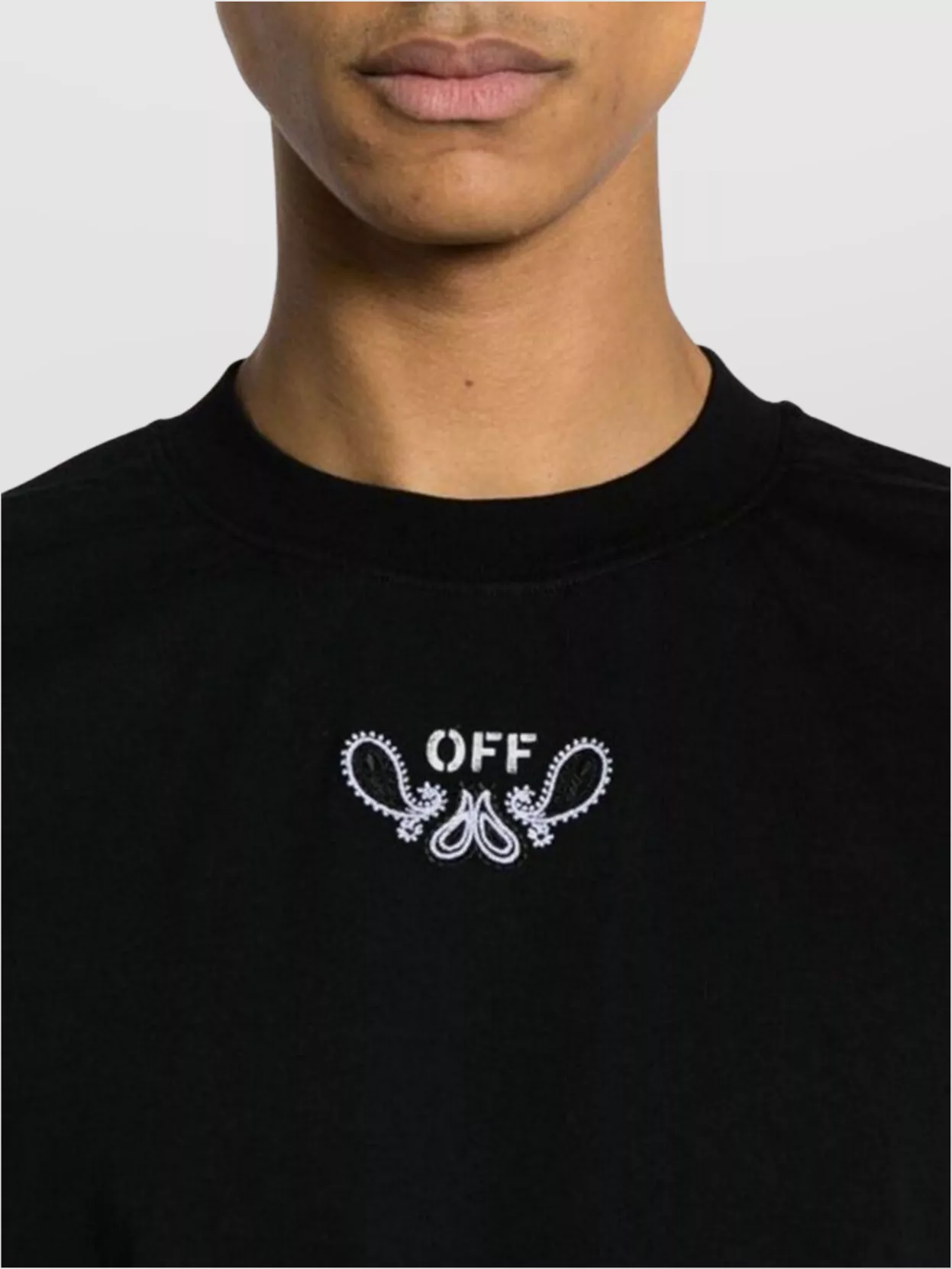 Off-White Crew Neck Graphic Back Short Sleeve T-Shirt