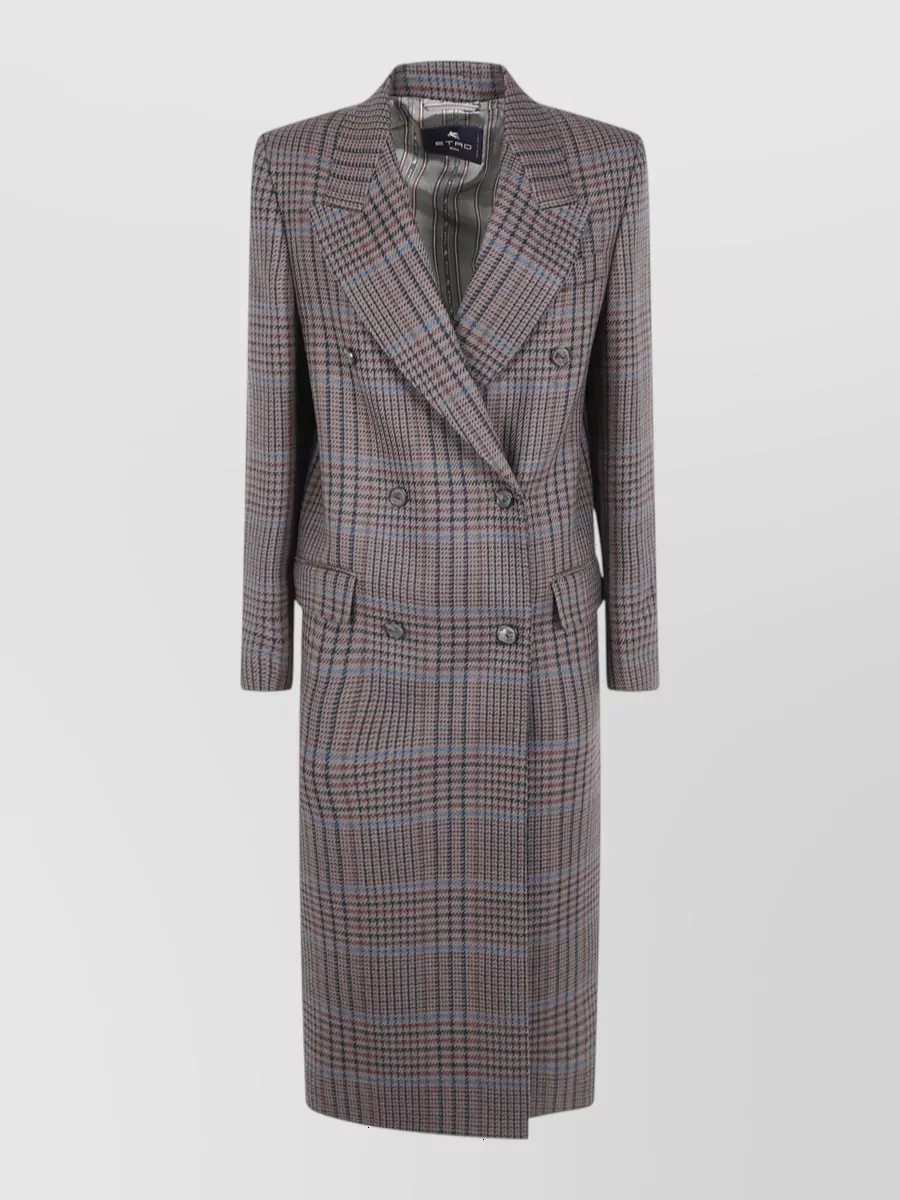 Etro wool checked double-breasted coat