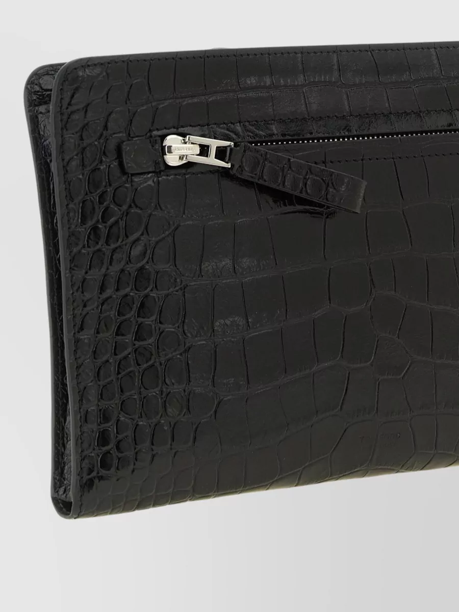 Tom Ford Leather Croc Embossed Clutch Bag