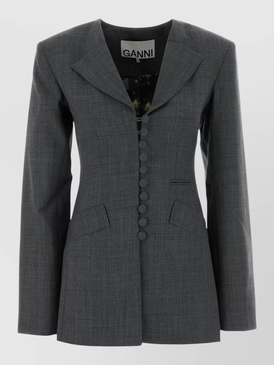 Ganni Wool single-breasted blazer