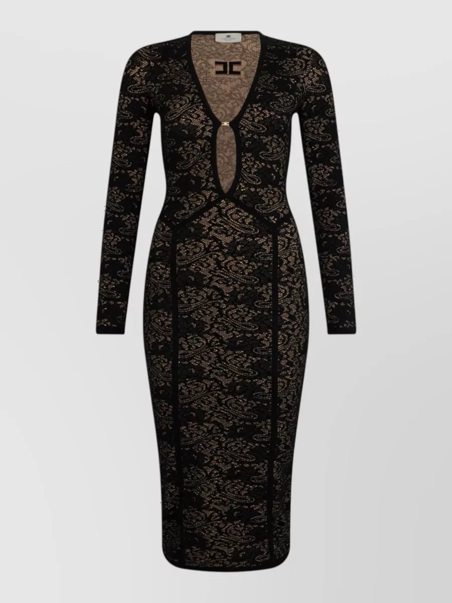 Elisabetta Franchi patterned deep v-neck long-sleeve midi dress