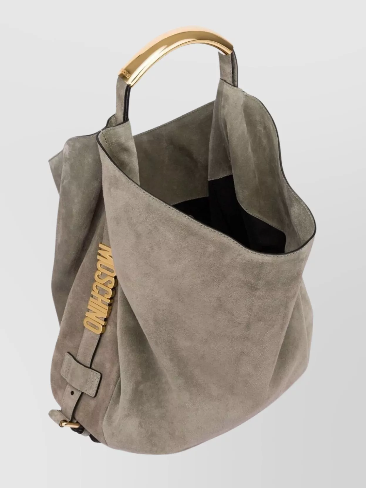 Moschino Shoulder Bag Suede Gold-Tone Handle