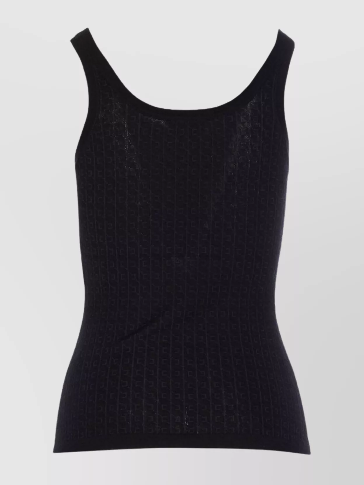 Elisabetta Franchi Fitted Scoop Neck Sleeveless Textured Top In Black